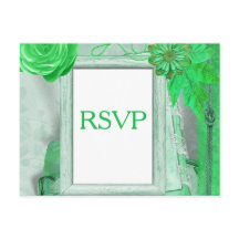 Carte RSVP de mariage en vert