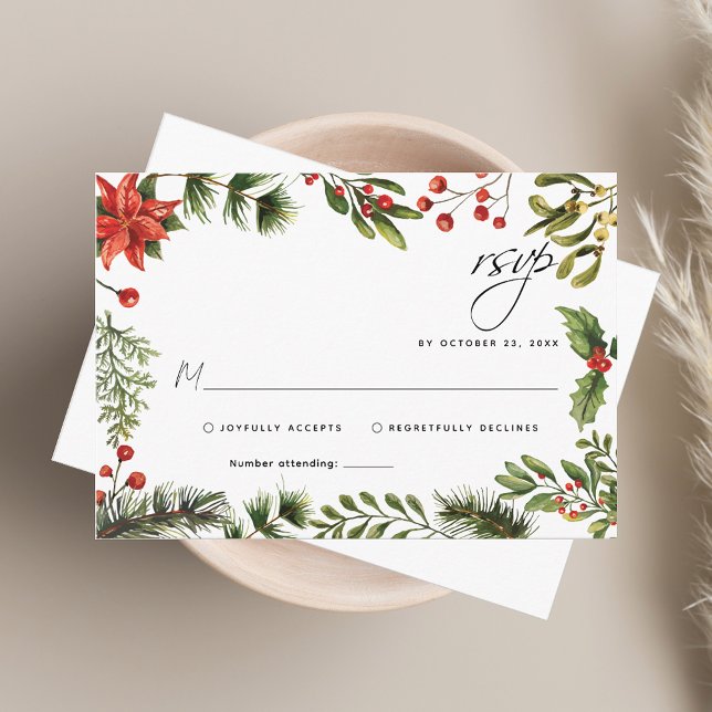 Carte RSVP de mariage Eucalyptus couleur Aquarelle (Watercolor Eucalyptus Holiday Wedding RSVP Card)