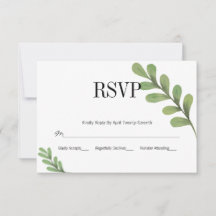Carte RSVP de mariage Feuille Watercolor Greenery
