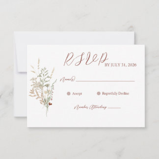Carte RSVP de mariage fleur sauvage