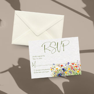 Carte RSVP de mariage Fleur sauvage aquarelle