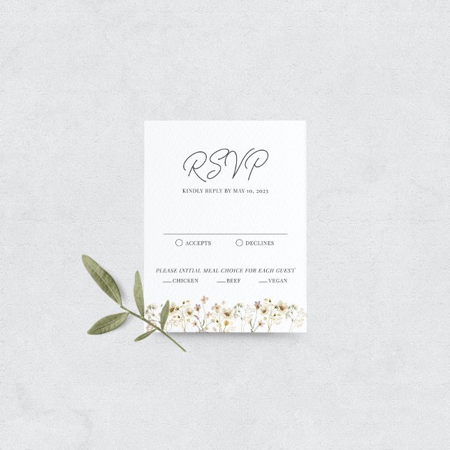 Carte RSVP de mariage Fleur sauvage aquarelle (Créateur téléchargé)