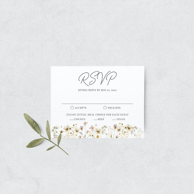 Carte RSVP de mariage Fleur sauvage aquarelle (Créateur téléchargé)