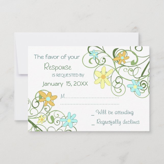 Carte RSVP de mariage Fleurs de jardin (Devant)