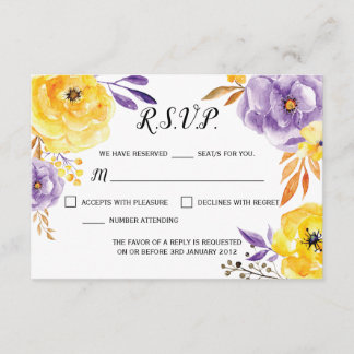 Carte RSVP de mariage floral aquarelle
