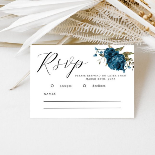 Carte RSVP de mariage floral de la chute bleue de  (Créateur téléchargé)