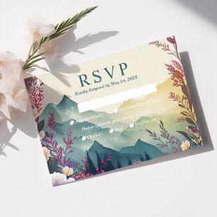 Carte RSVP de mariage floral des Montagnes de prin