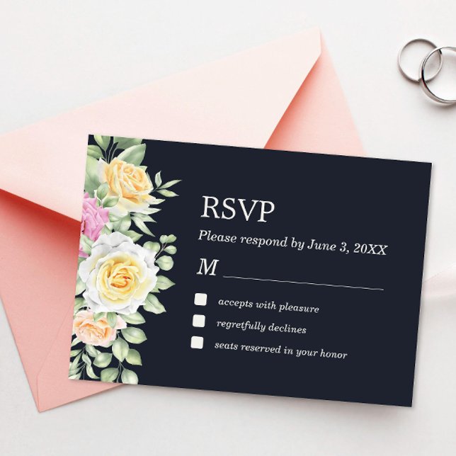 Carte RSVP de mariage floral élégant moderne (Créateur téléchargé)