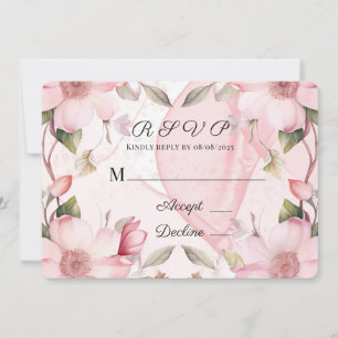 Carte RSVP de mariage floral en encre d'alcool ros