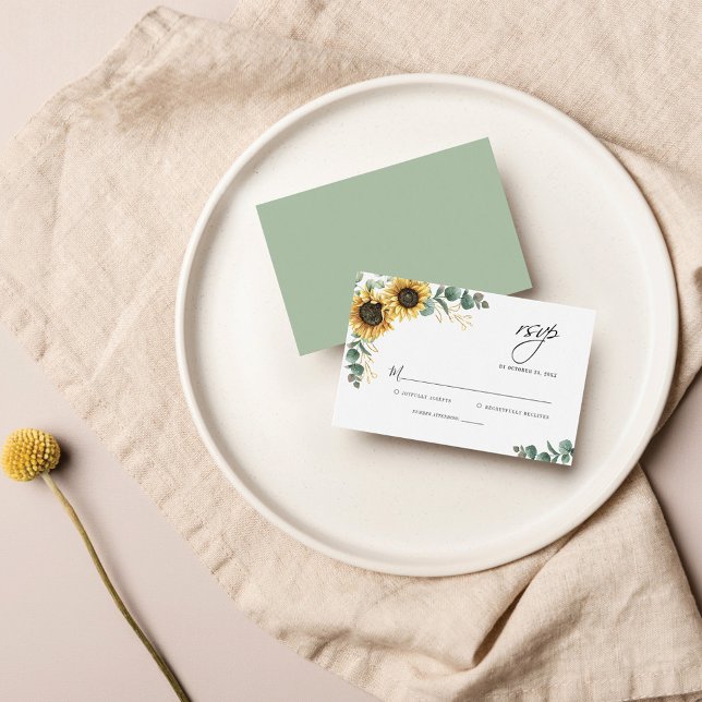 Carte RSVP de mariage floral Eucalyptus tournesol (Créateur téléchargé)