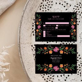 Carte RSVP de mariage Floral mexicain coloré