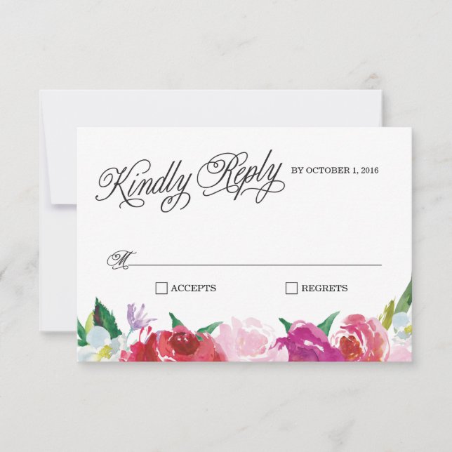 Carte RSVP de mariage floral moderne (Devant)