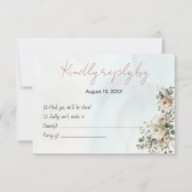 Carte RSVP de mariage floral romantique avec code 