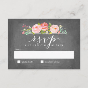 Carte RSVP de mariage floral Rose