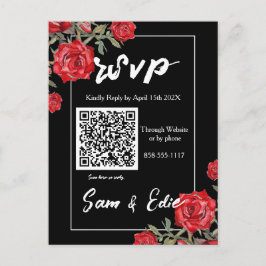 Carte RSVP de mariage floral rose rouge