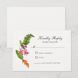 Carte RSVP de mariage floral tropical