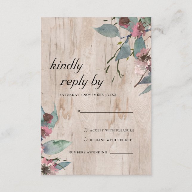 CARTE RSVP DE MARIAGE FLORALE EUCALYPTUS ROSE SAUV (Devant)