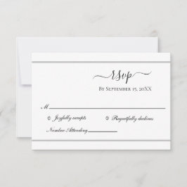 Carte RSVP de mariage Formelle en argent blanc