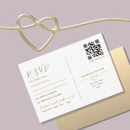 Carte RSVP de mariage Gold double fonction avec co
