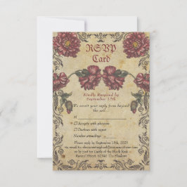 Carte RSVP de mariage gothique | Floral vintage