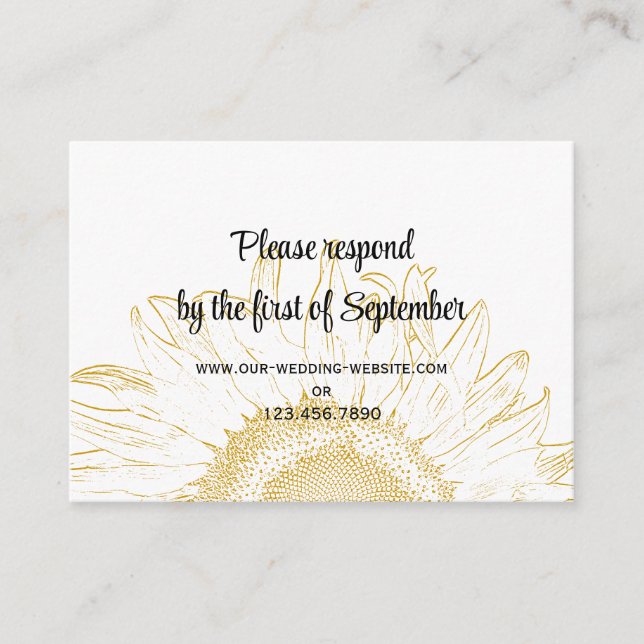 Carte RSVP de mariage graphique de tournesol (Devant)