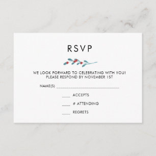 Carte RSVP de mariage hivernal Holly et Berries