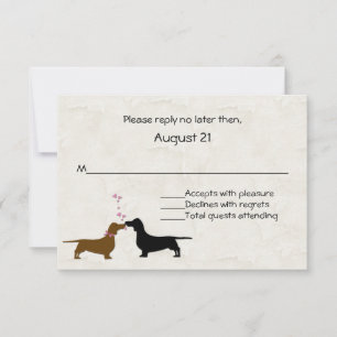 Carte RSVP de mariage ivoire personnalisée Dachshu