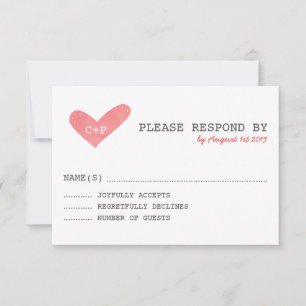 Carte RSVP de mariage manuscrite Watercolor Heart