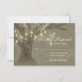 Carte RSVP de mariage Mason Jar en chêne rustique