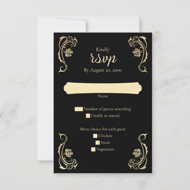 Carte RSVP de mariage médiévale des Roses royaux (Devant)