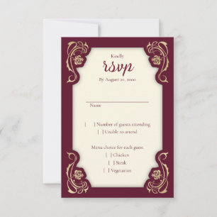 Carte RSVP de mariage médiévale des Roses royaux