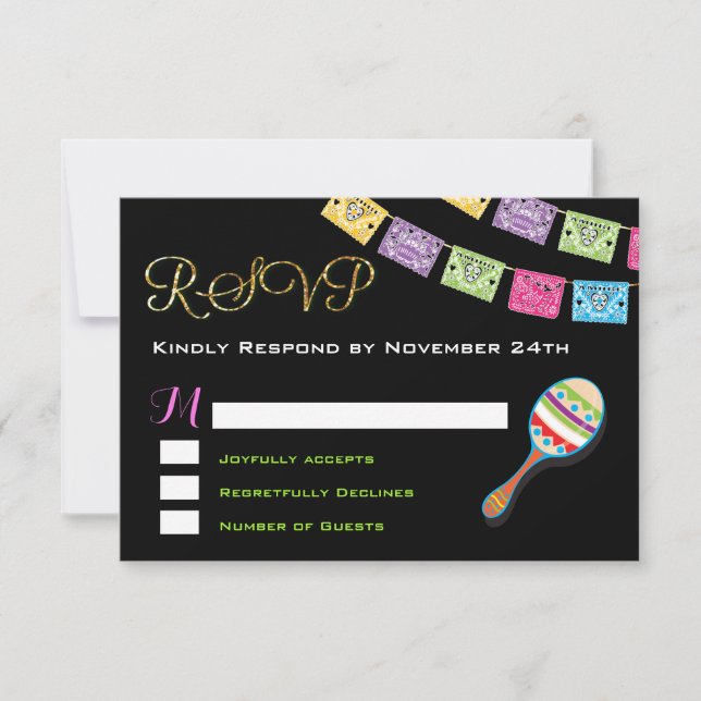 Carte RSVP de mariage mexicaine (Devant)