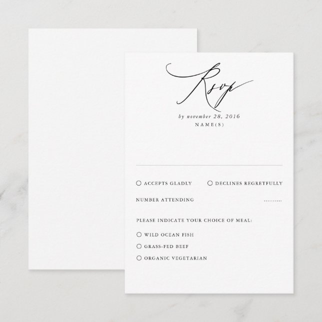 Carte RSVP de mariage minimal moderne blanc (Devant / Derrière)