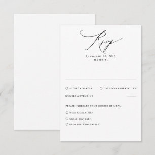 Carte RSVP de mariage minimal moderne blanc