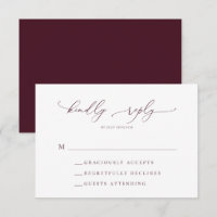 Carte RSVP de Mariage Minimaliste Bourgogne