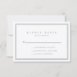 Carte RSVP de mariage minimaliste moderne bleu mar