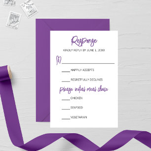 Carte RSVP de mariage minimaliste pour larve viole