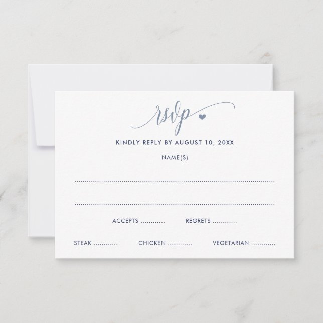 Carte RSVP de mariage moderne amusant Dusty bleu (Devant)