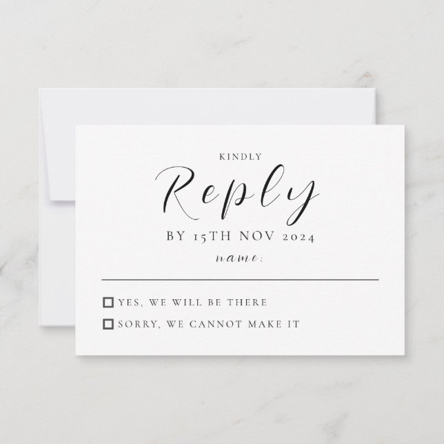 Carte RSVP de mariage moderne | Élégant et minimal (Dos)