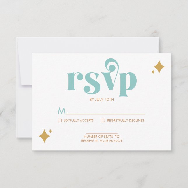 Carte RSVP de mariage moderne Retro Beachy Palette (Devant)