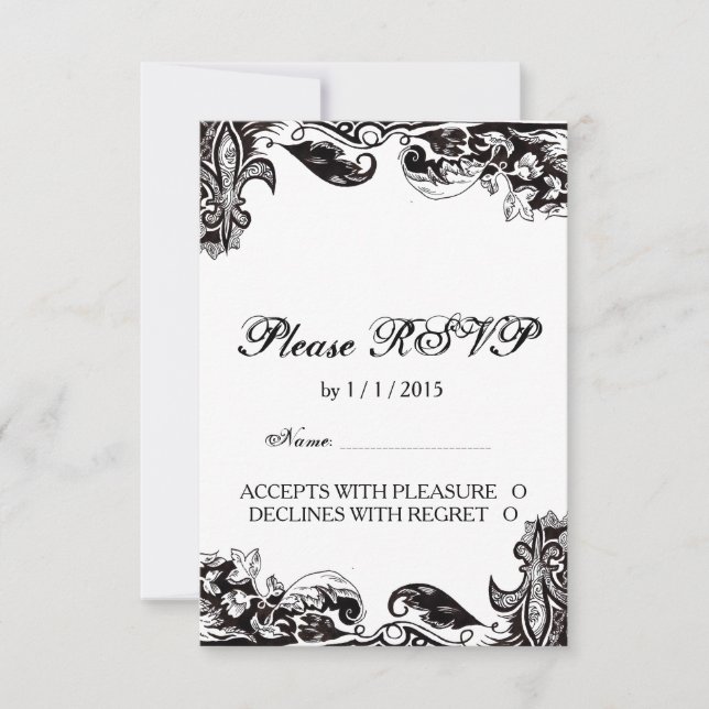 Carte RSVP de mariage Monogramme avec (Devant)