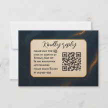 Carte RSVP de mariage Muse QR en métal