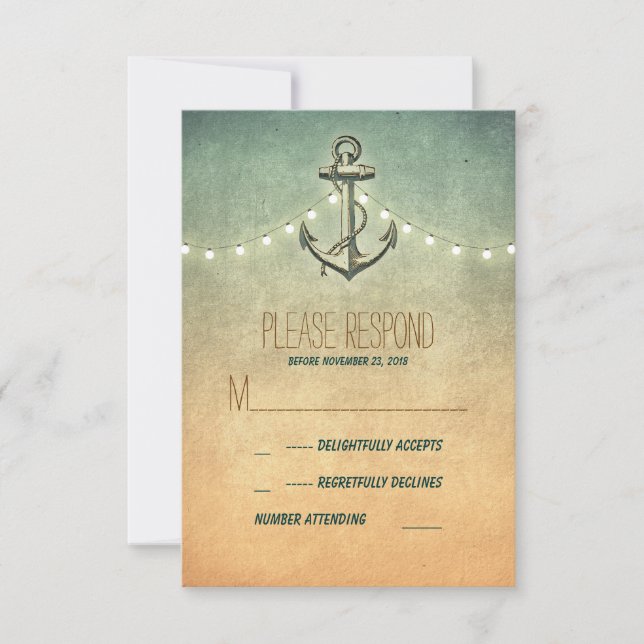 Carte RSVP de mariage nautique vintage (Devant)