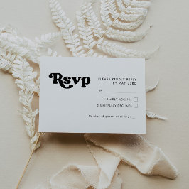 Carte RSVP de mariage noir et blanc rétro