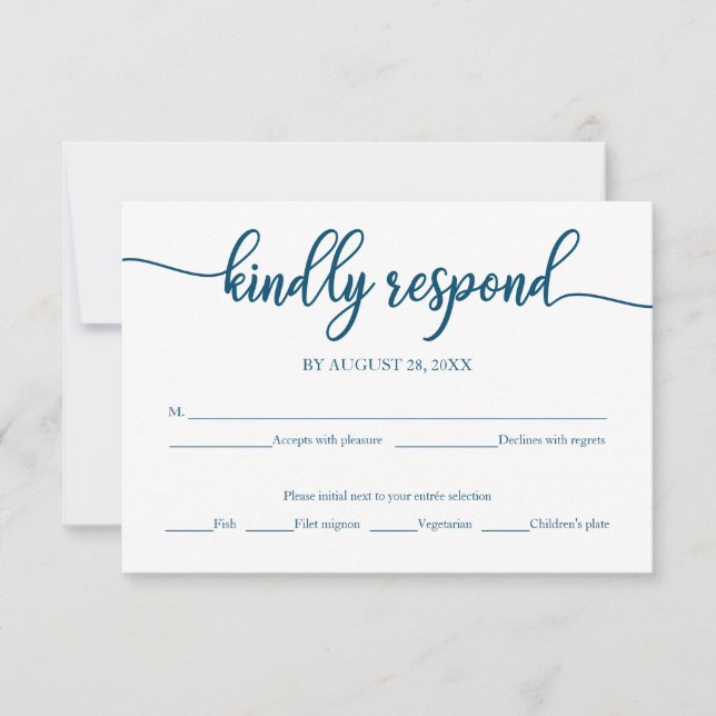 Carte RSVP de mariage Ocean Blue Calligraphy (Devant)