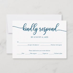 Carte RSVP de mariage Ocean Blue Calligraphy