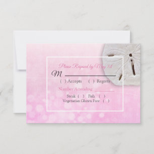 Carte RSVP de mariage océanique rose dollar
