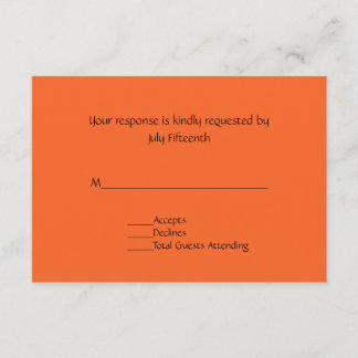Carte RSVP de mariage orange Tangerine vive