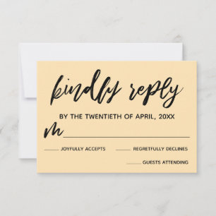 Carte RSVP de mariage Pale Peach écriture décontra