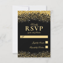 Carte RSVP de mariage Parties scintillant en or no